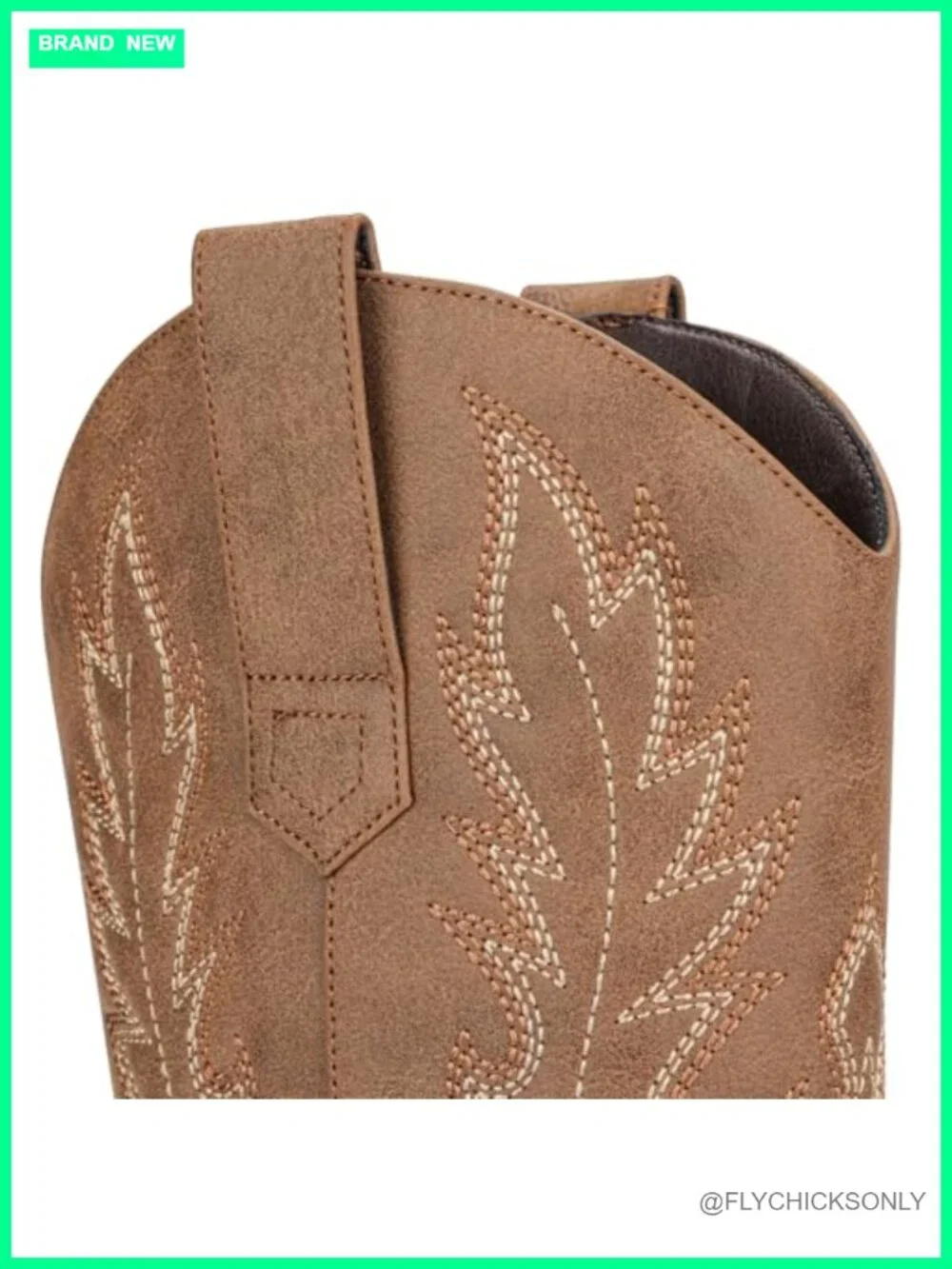 Women's Square Toe Mid-Calf Cowboy Boots with Embroidery, Low Chunky Heel, Pull